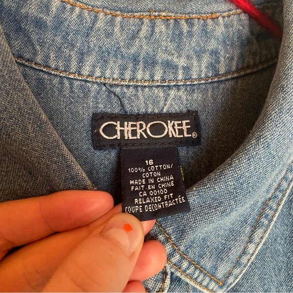 Cherokee 100% Cotton Denim Button Up Maxi Dress - Picture 4 of 9